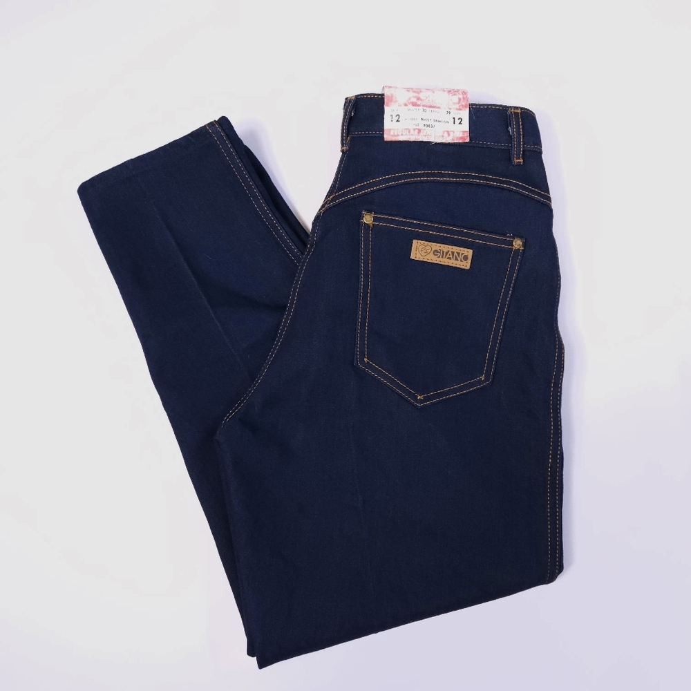 Gitano NWT Vintage 80s Dark Wash Tapered Mom Jeans Vtg 12 Womens Small